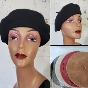 NEW Beret Women's Academia Cottagecore Soft Wool Blend Artsy Black Hat